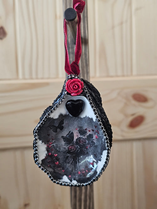 Gothic Valentine's day Decoupage oyster shell